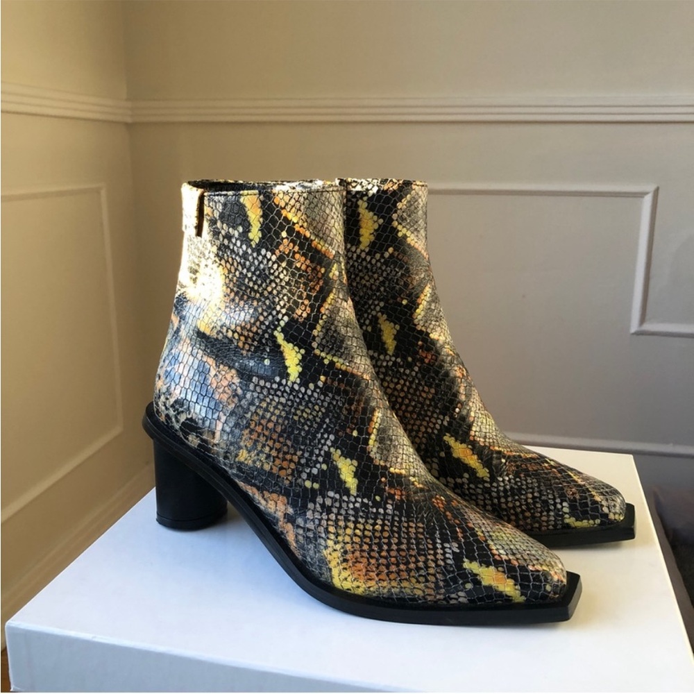 Brand New Reike Nen Ankle Boots  - Python Embossed Leather, Oval Heel - 36